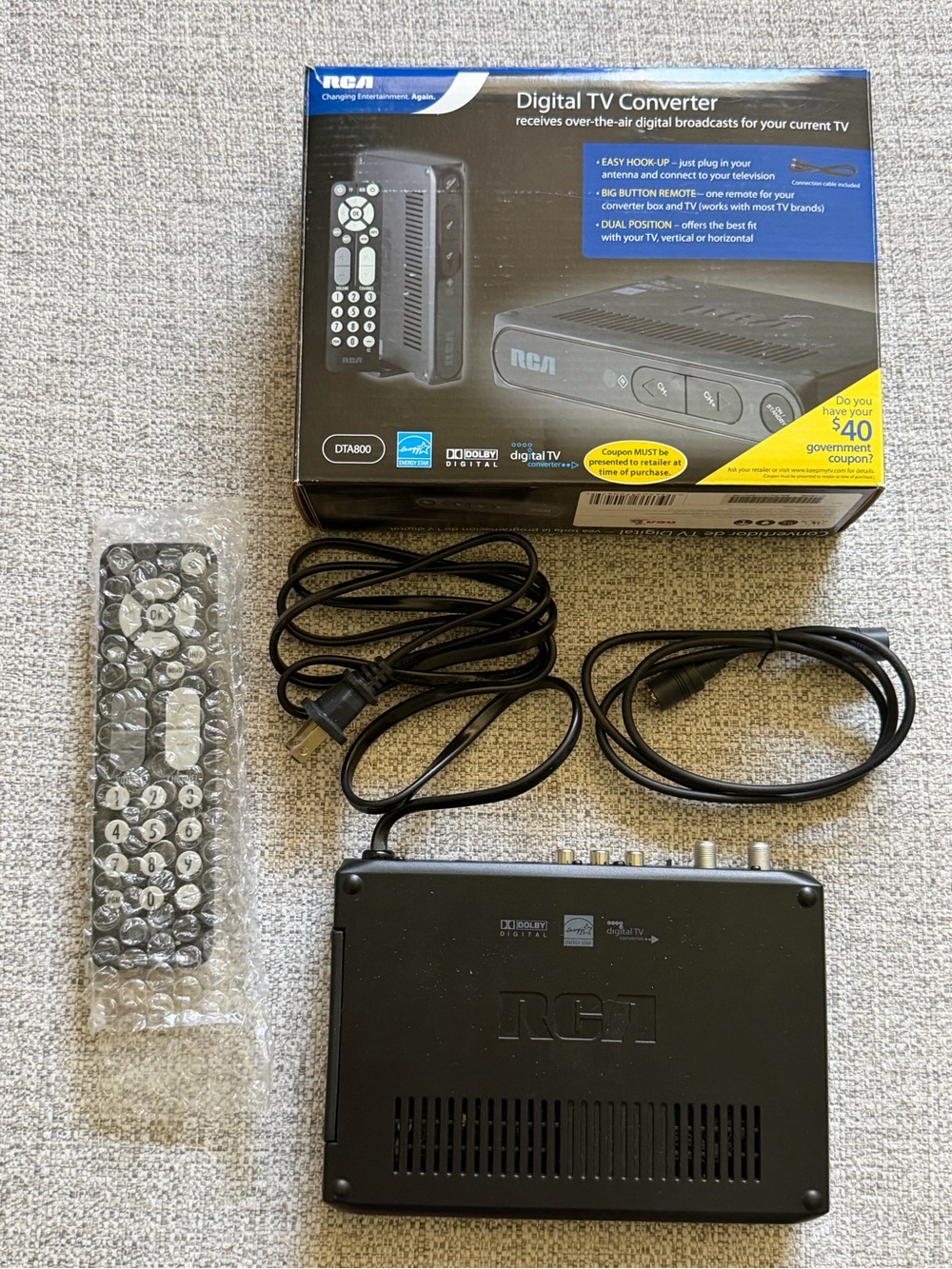 RCA Black Digital TV Converter Box with Remote